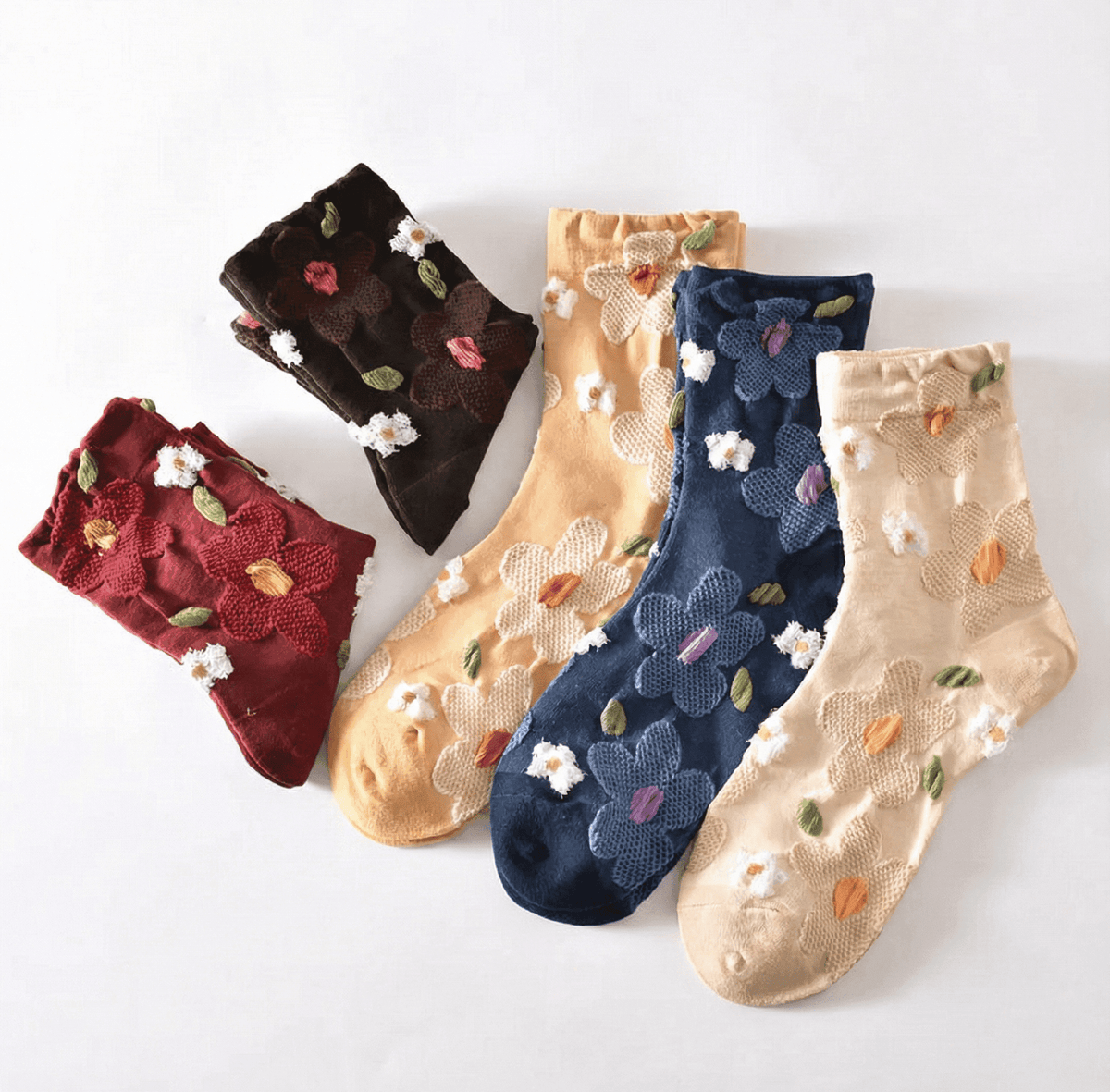 Chaussettes fantaisie femme à fleurs, pack 5 paires – L'Ingénue Lou Renard