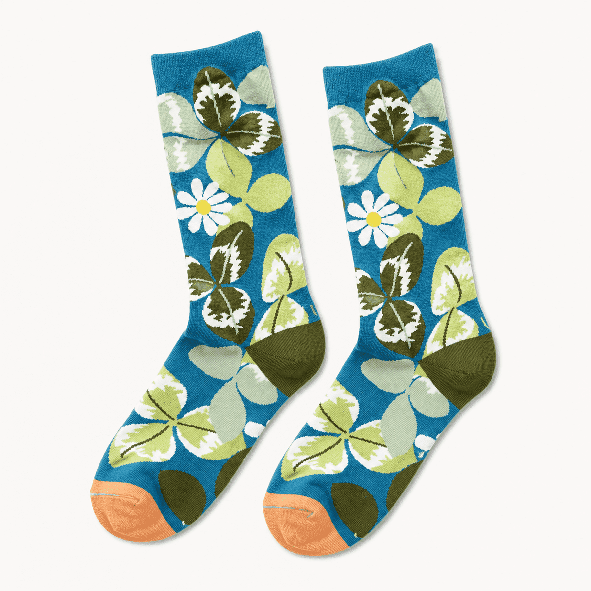 Chaussettes à fleurs femme, Bleu turquoise – La Céleste Lou Renard