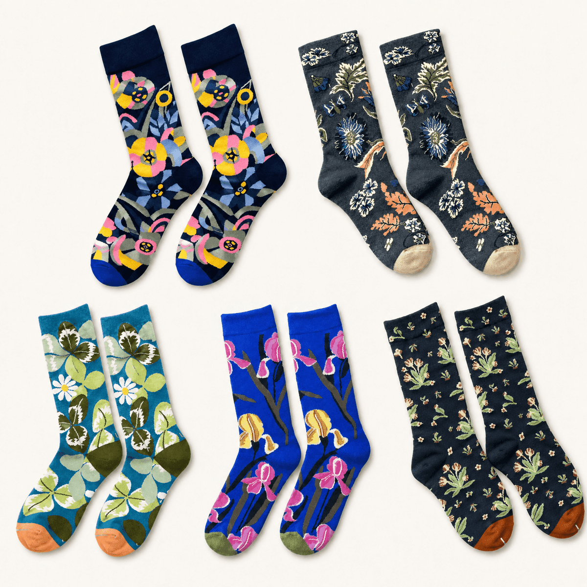 Chaussettes à fleurs femme, pack 5 paires – La Céleste Lou Renard