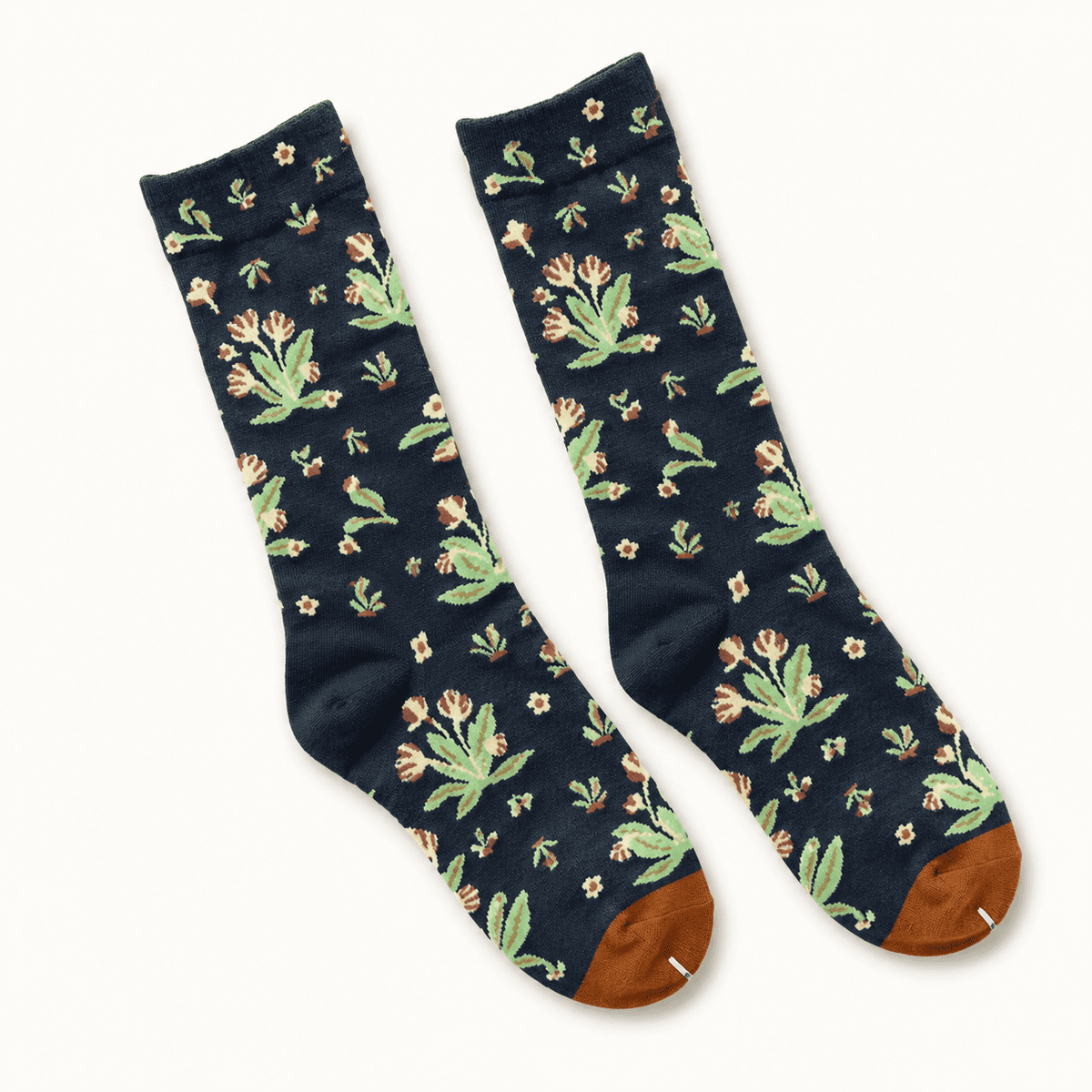 Chaussettes à fleurs femme, Bleu marine – La Céleste Lou Renard