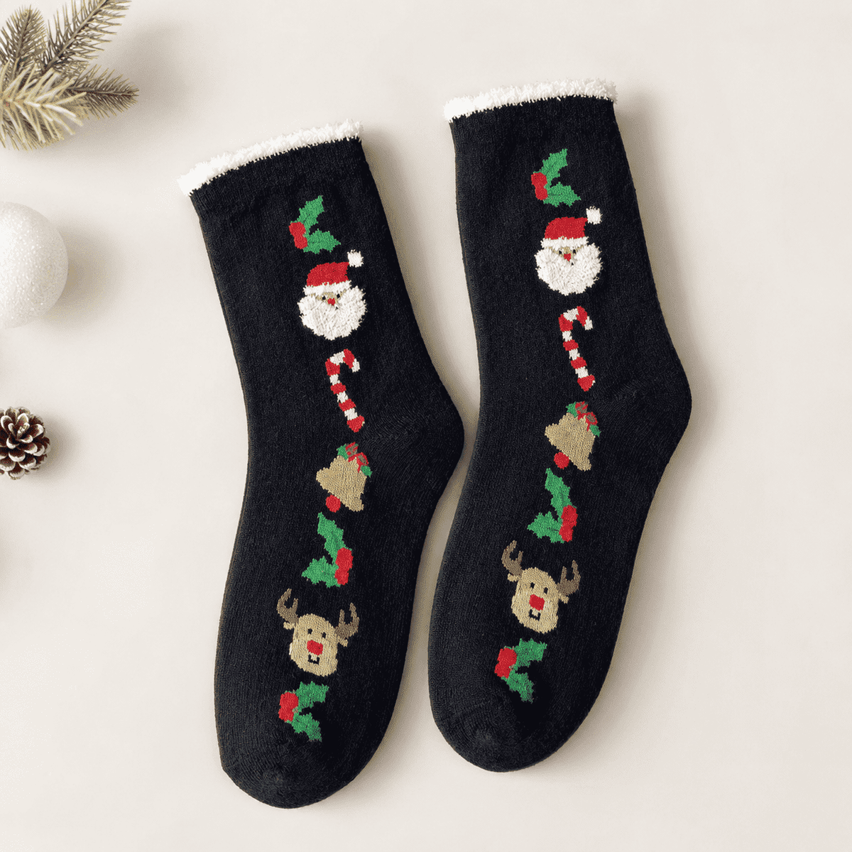 Chaussettes de Noël femme, Noir – La Polaire Lou Renard