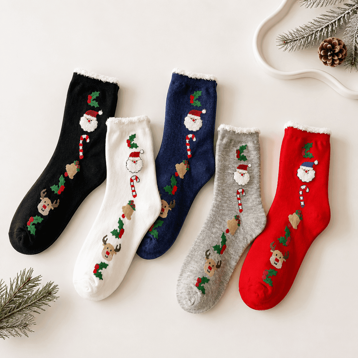 Chaussettes de Noël femme, pack 5 paires – La Polaire Lou Renard
