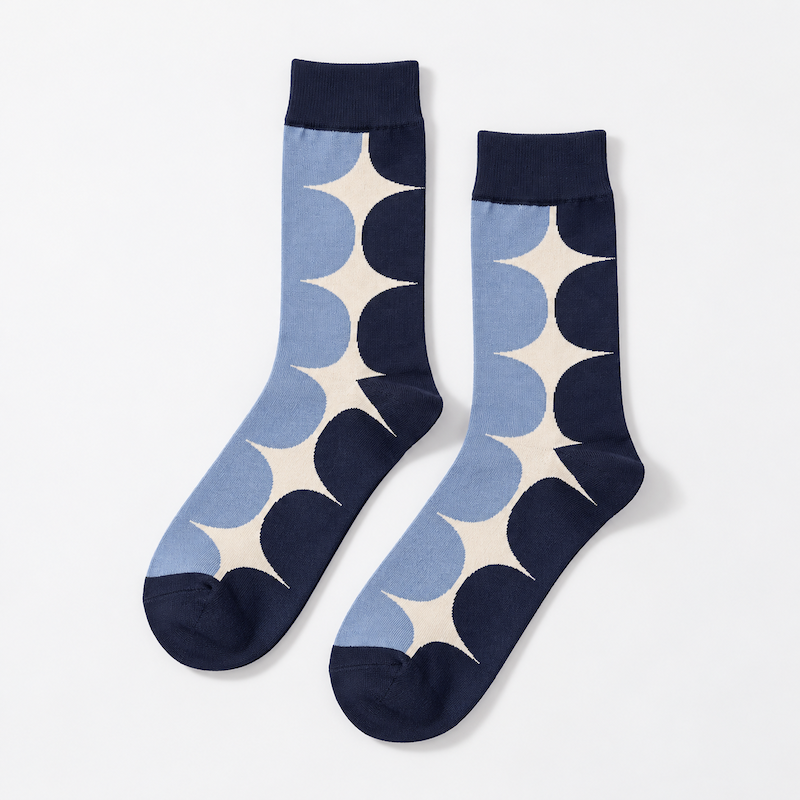 Chaussettes rétro femme motifs années 70, Bleu – L'Étonnante Lou Renard