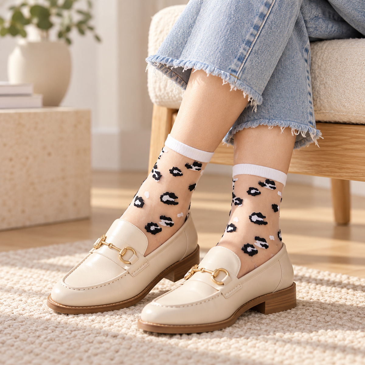 Chaussettes transparentes femme léopard – L'Extravertie Lou Renard