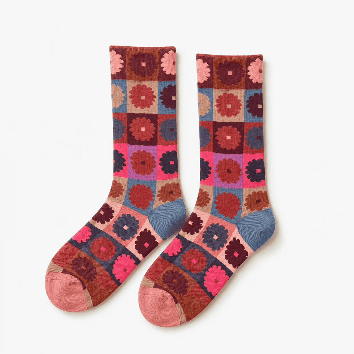 Chaussettes fantaisie femme motifs colorés, Fleurs – La Généreuse Lou Renard