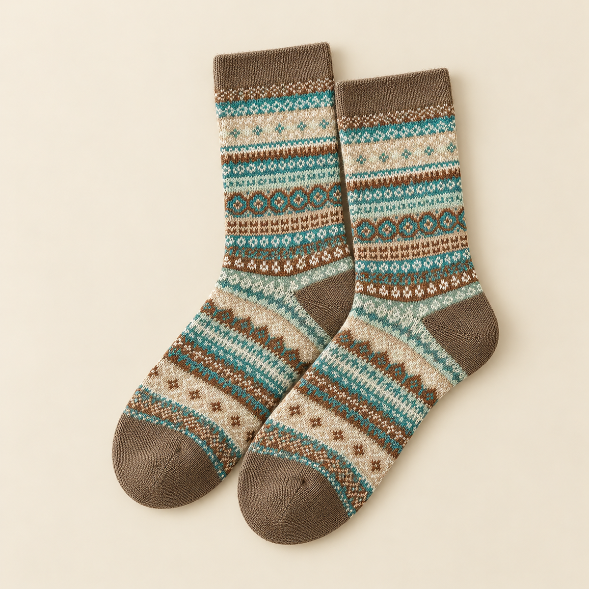 Chaussettes d'hiver femme motifs nordiques – La Givrée Lou Renard