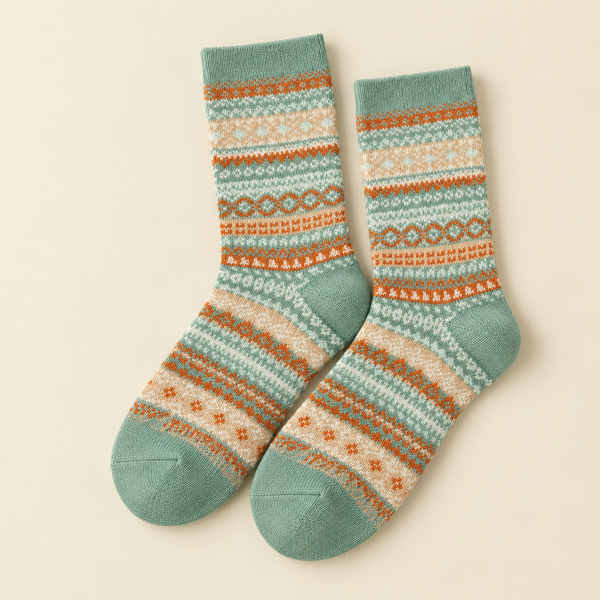Chaussettes d'hiver femme motifs nordiques, Bleu et jaune – La Givrée Lou Renard