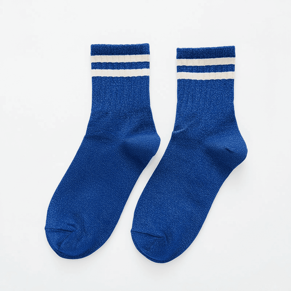 Chaussettes à paillettes femme style sport, Bleu – L'Éblouissante Lou Renard