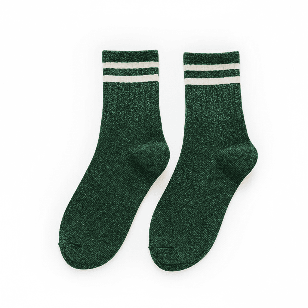 Chaussettes à paillettes femme style sport, Vert – L'Éblouissante Lou Renard