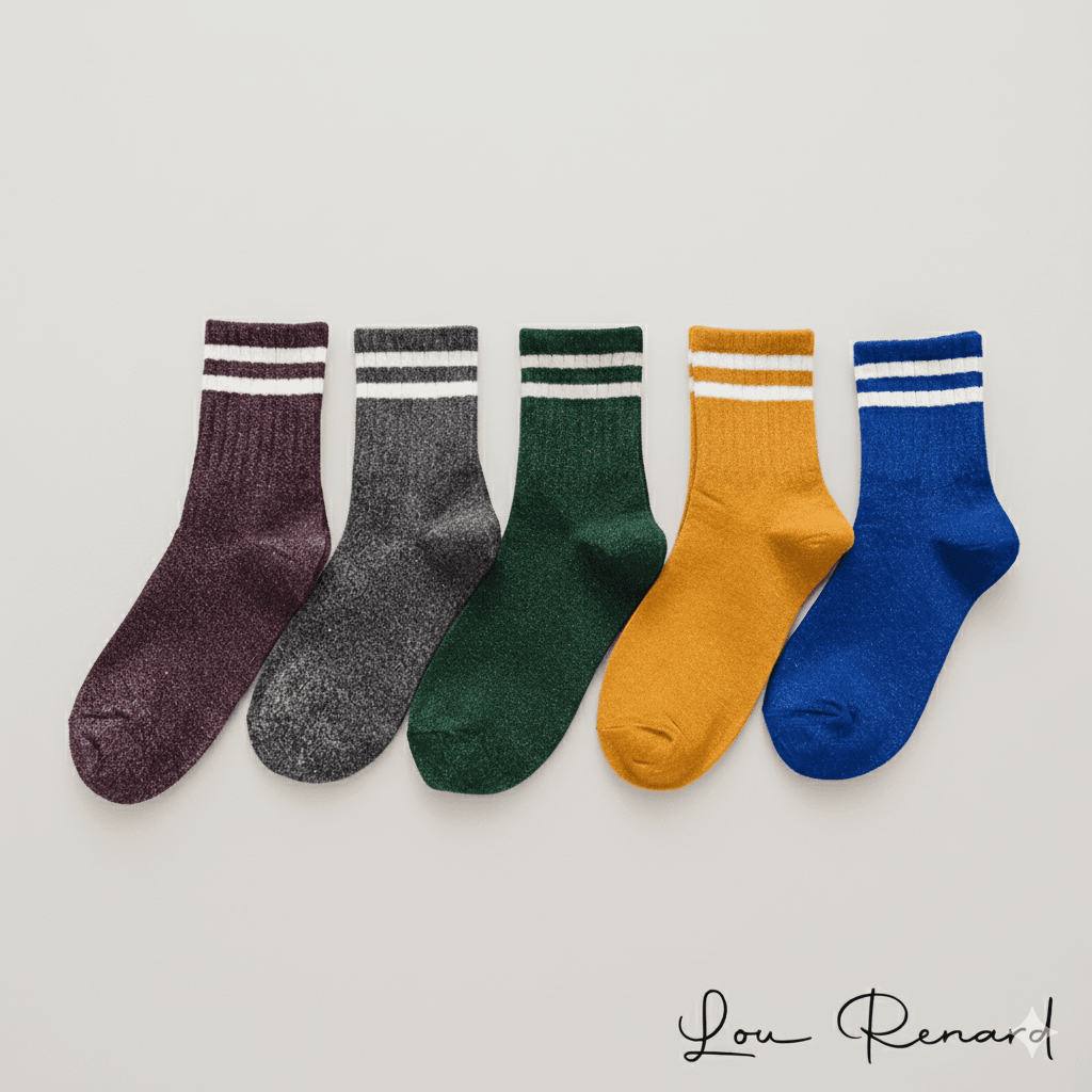 Chaussettes à paillettes femme style sport, pack 5 paires – L'Éblouissante Lou Renard