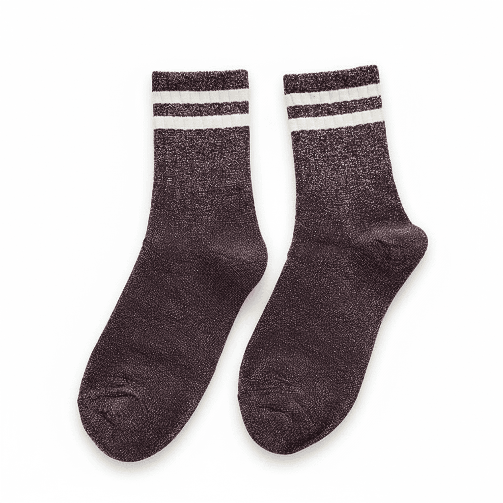 Chaussettes à paillettes femme style sport, Violet – L'Éblouissante Lou Renard