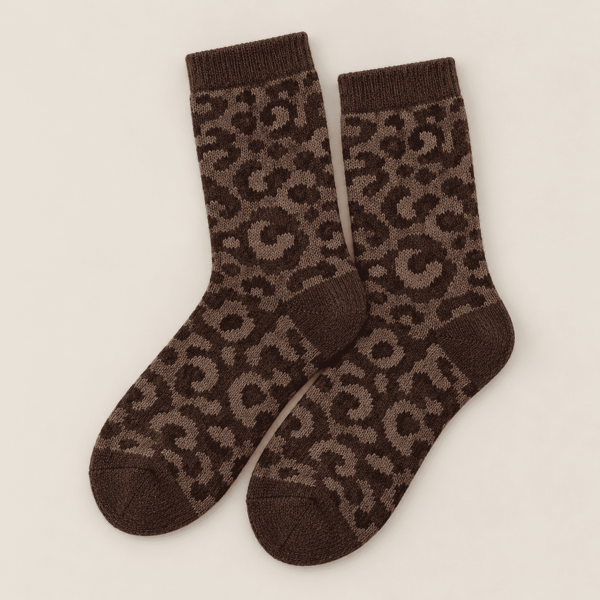 Chaussettes fantaisie léopard femme, Marron – La Bestiale Lou Renard
