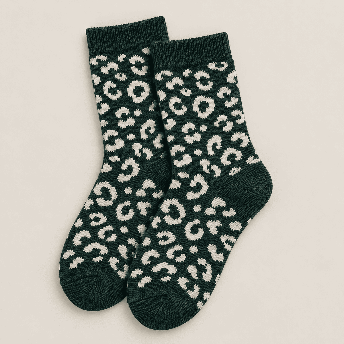 Chaussettes fantaisie léopard femme, Vert – La Bestiale Lou Renard