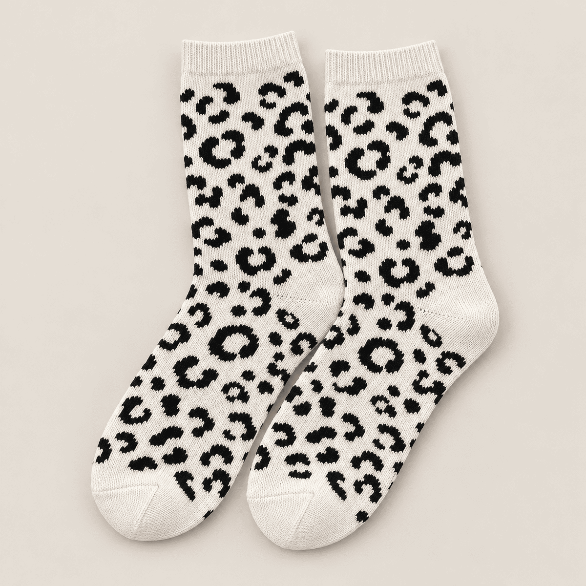 Chaussettes fantaisie léopard femme, Blanc – La Bestiale Lou Renard