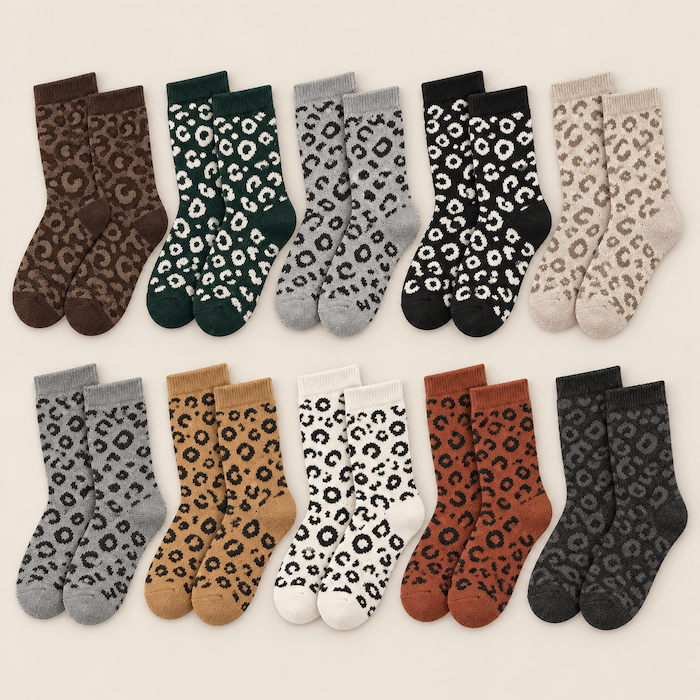 Chaussettes fantaisie léopard femme, pack 10 paires – La Bestiale Lou Renard