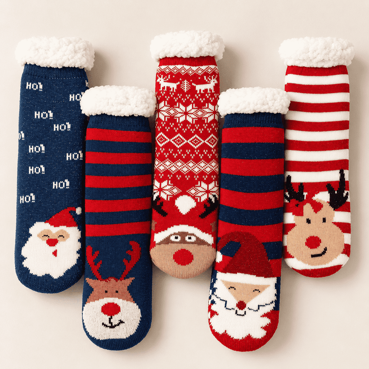 Chaussettes de Noël épaisses antidérapantes femme – La Comfy Lou Renard