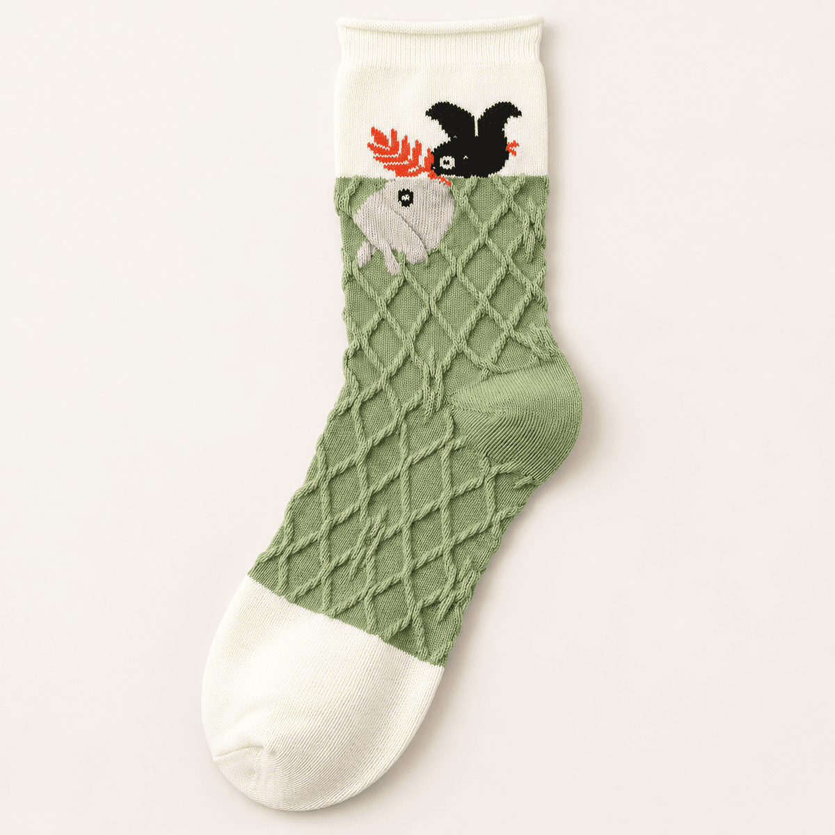 Chaussettes fantaisie femme à fleurs en relief, Oiseau – La Fantastique Lou Renard