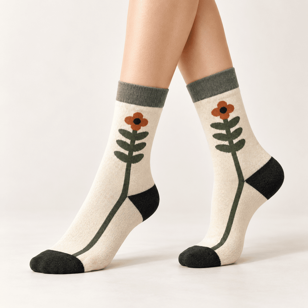 Chaussettes fantaisie femme à fleurs – La Minutieuse Lou Renard