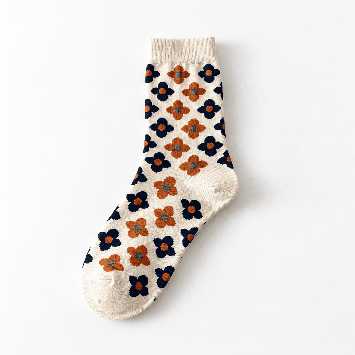 Chaussettes fantaisie femme à fleurs, Fleurs 1 – La Minutieuse Lou Renard
