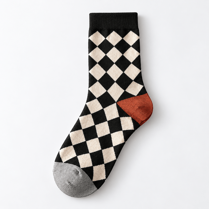 Chaussettes fantaisie femme à fleurs, Damier – La Minutieuse Lou Renard