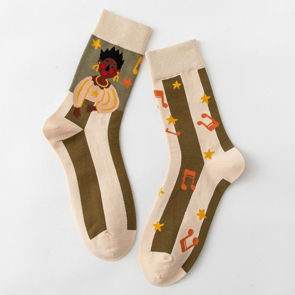 Chaussettes fantaisie femme originales, Vert – La Musicale Lou Renard