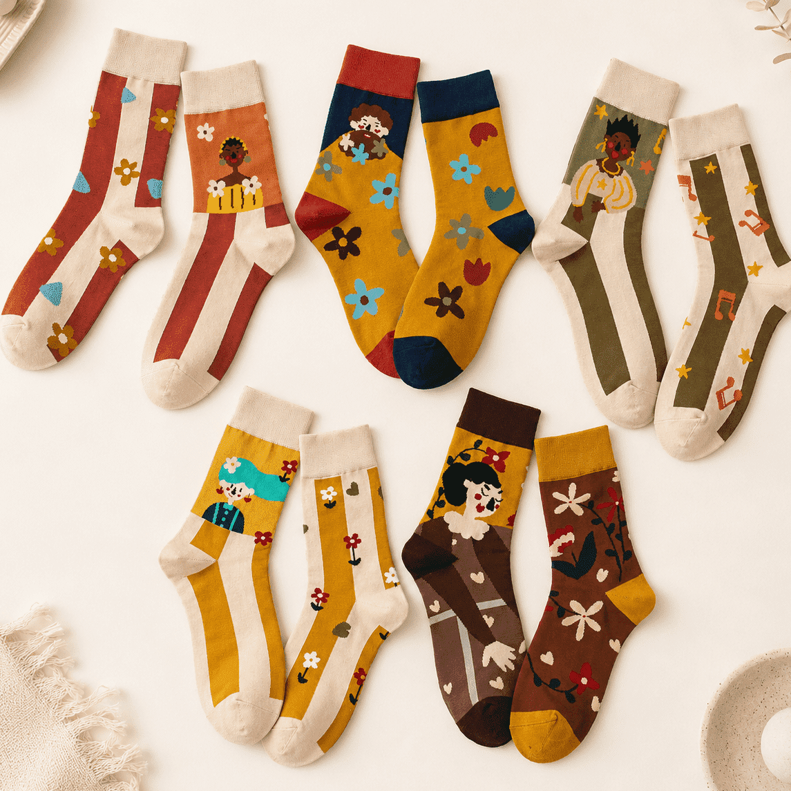 Chaussettes fantaisie femme originales, pack 5 paires – La Musicale Lou Renard