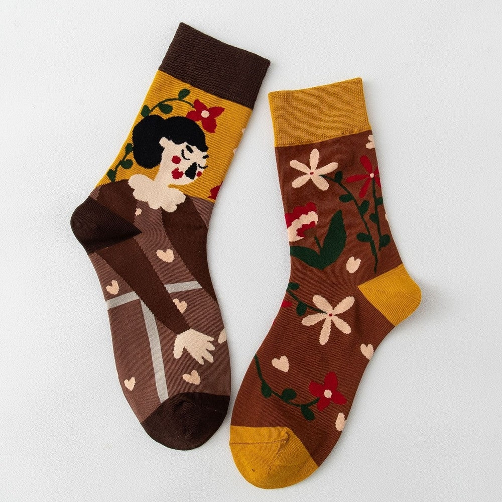 Chaussettes fantaisie femme originales, Marron – La Musicale Lou Renard