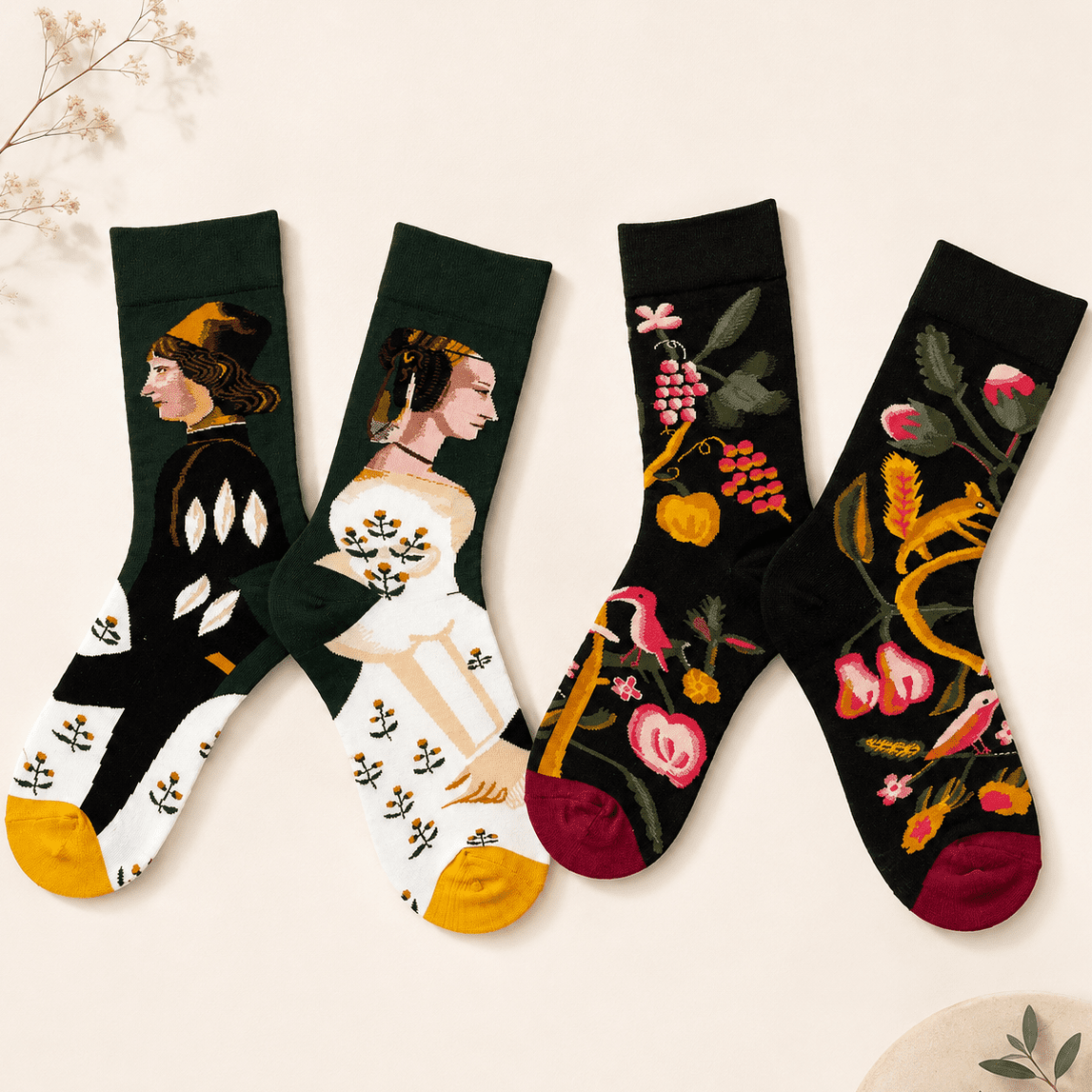 Chaussettes fantaisie femme style tableaux – La Peintre Lou Renard