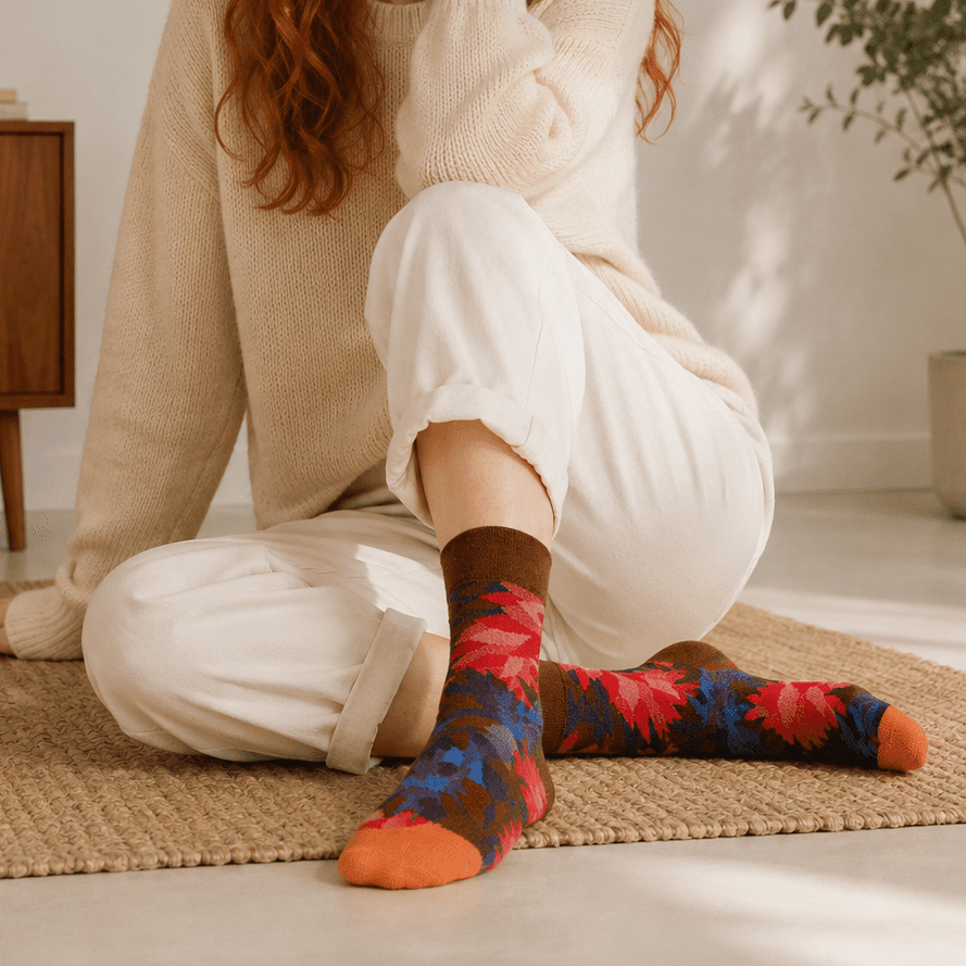 Chaussettes fantaisie femme à fleurs – La Précieuse Lou Renard