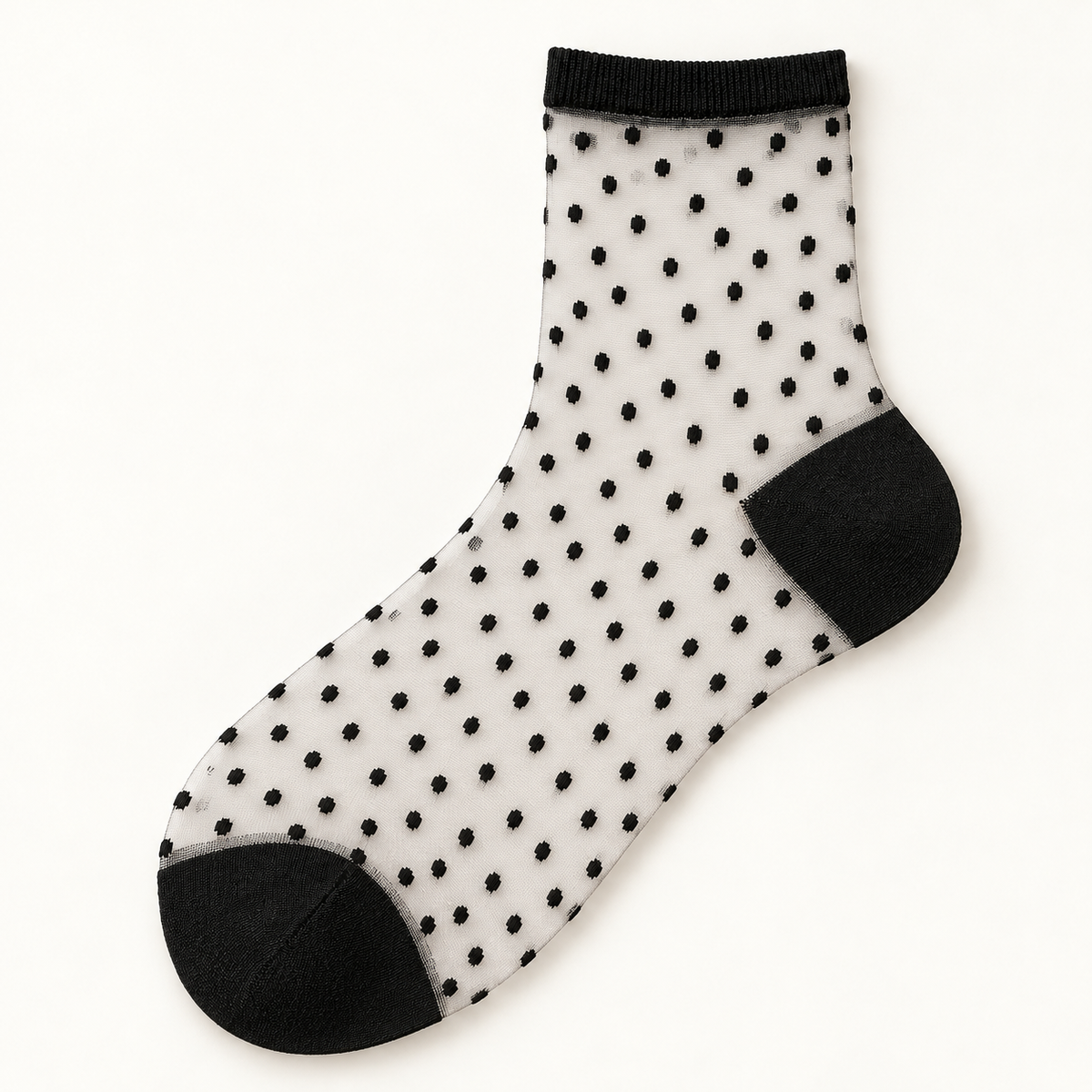 Chaussettes transparentes femme, Moucheté noir – La Séductrice Lou Renard