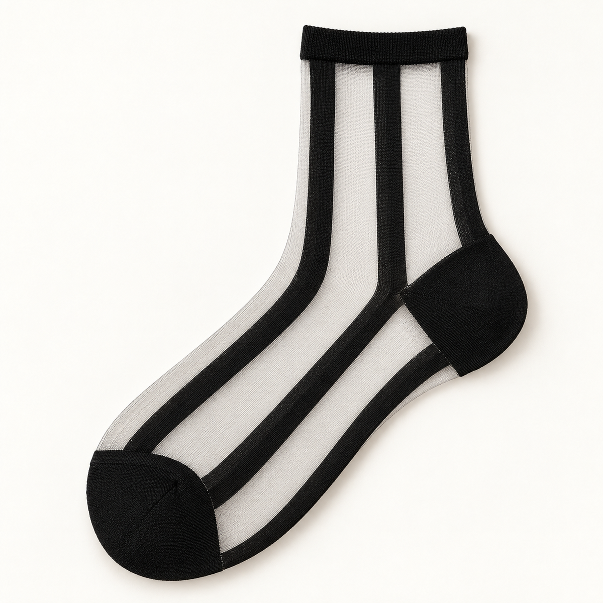 Chaussettes transparentes femme, Lignes noir – La Séductrice Lou Renard