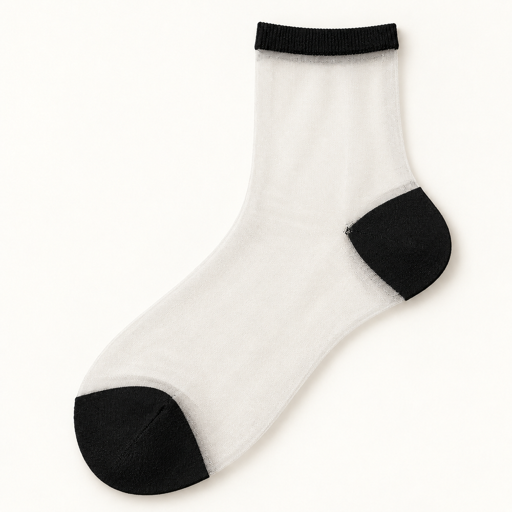 Chaussettes transparentes femme, Transparent noir – La Séductrice Lou Renard