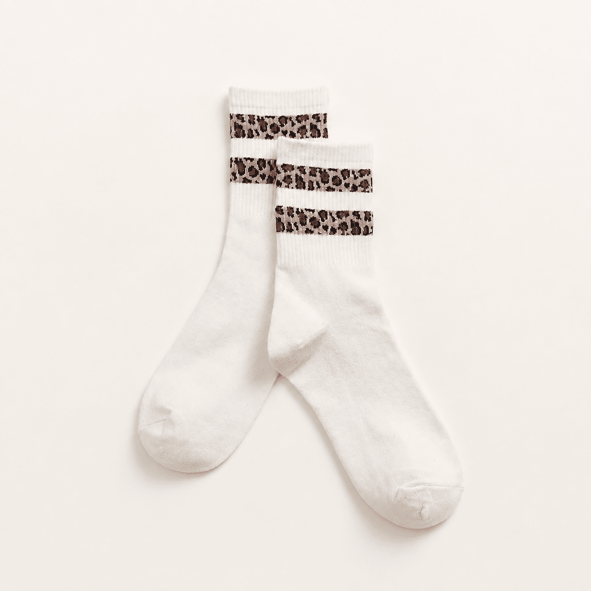 Chaussettes sport femme léopard, Deux bandes blanc – La Sportive Léopard Lou Renard