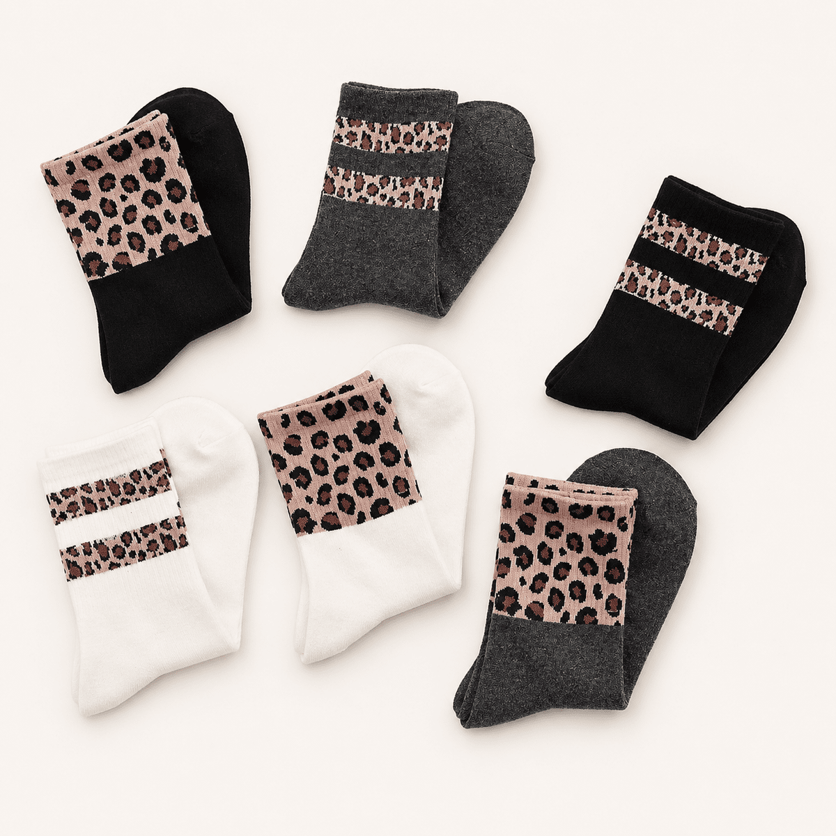 Chaussettes sport femme léopard, pack 6 paires – La Sportive Léopard Lou Renard