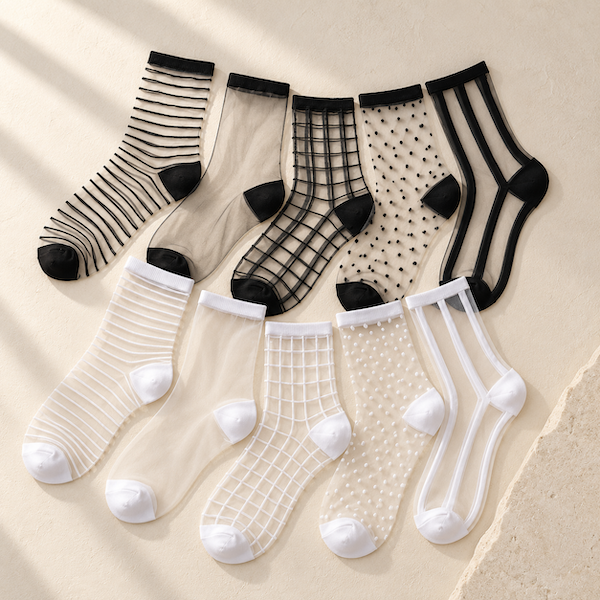 Chaussettes transparentes femme, pack 9 paires – La Séductrice Lou Renard