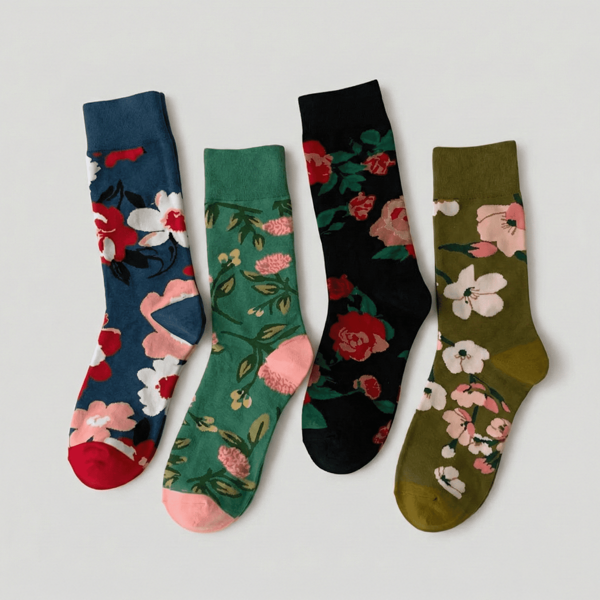 Chaussettes fantaisie femme à fleurs, pack 4 paires – La Radieuse Lou Renard