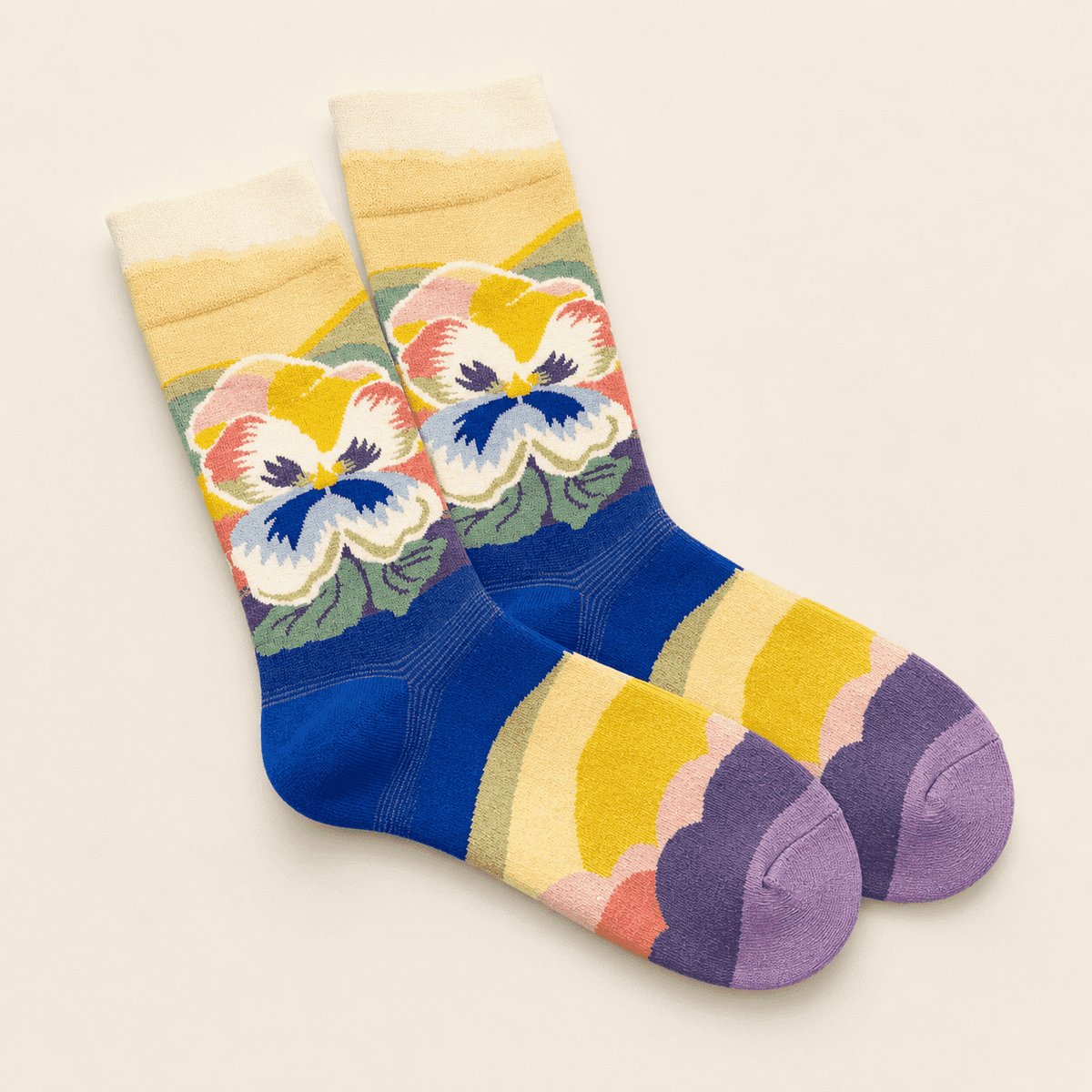 Chaussettes fantaisie femme motifs fleuris, Multicolore – La Vaporeuse Lou Renard